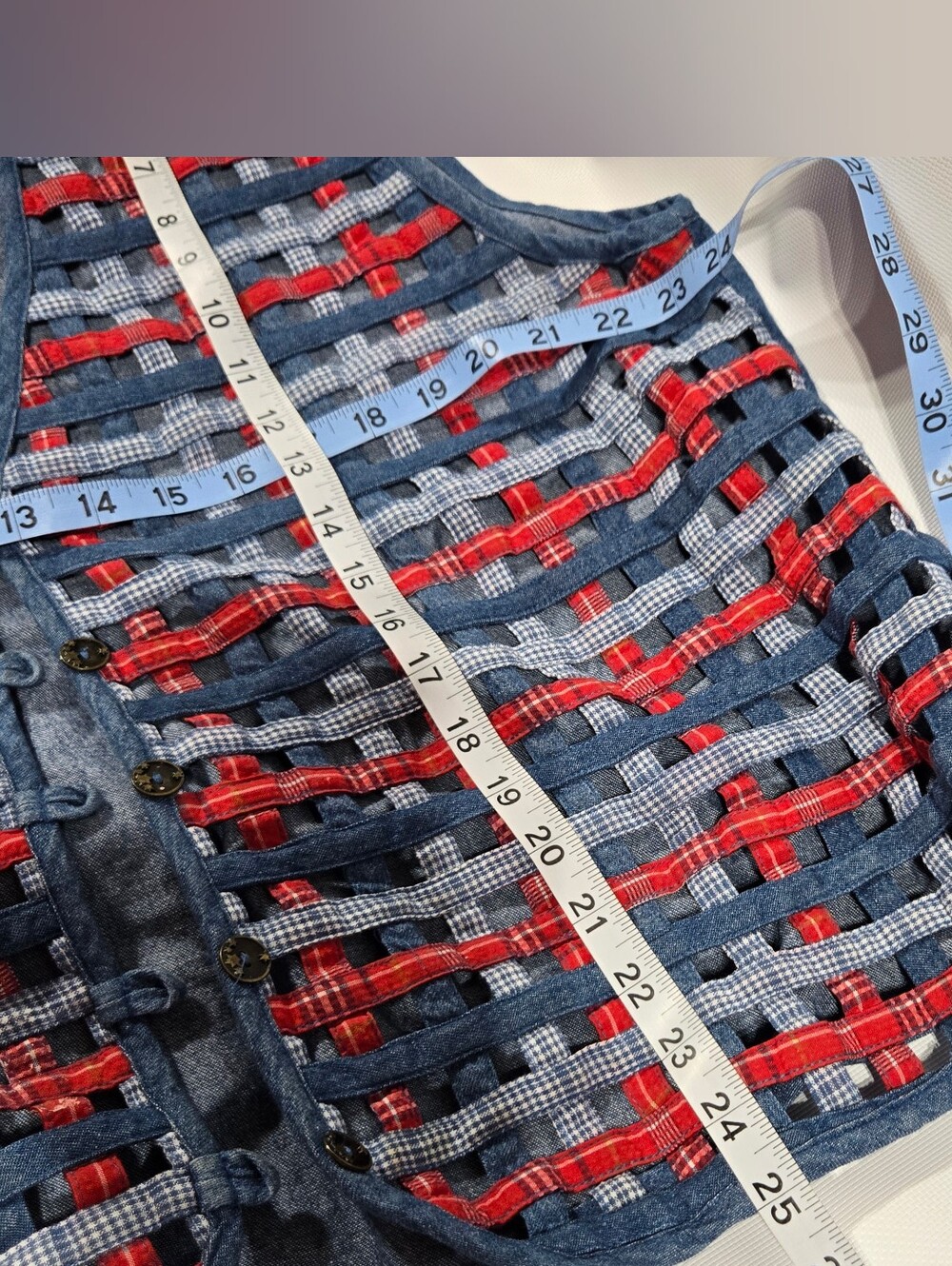 Vintage Koret City Blues Basket Weave Denim Vest Sz XL Like NEW - Picture 9 of 10